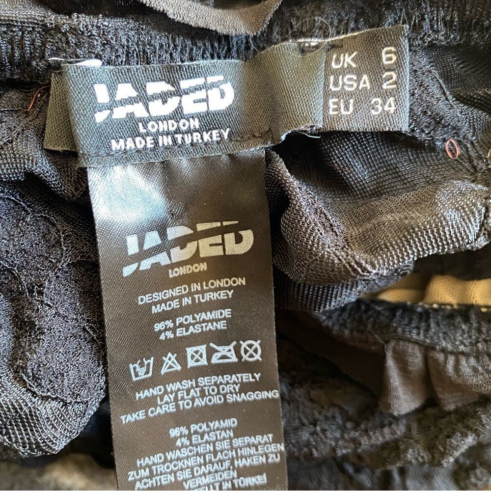 Jaded London Scrunch Lace Ruffle Dress black jellyfish hem cut out Revolve 2 S - Picture 14 of 16